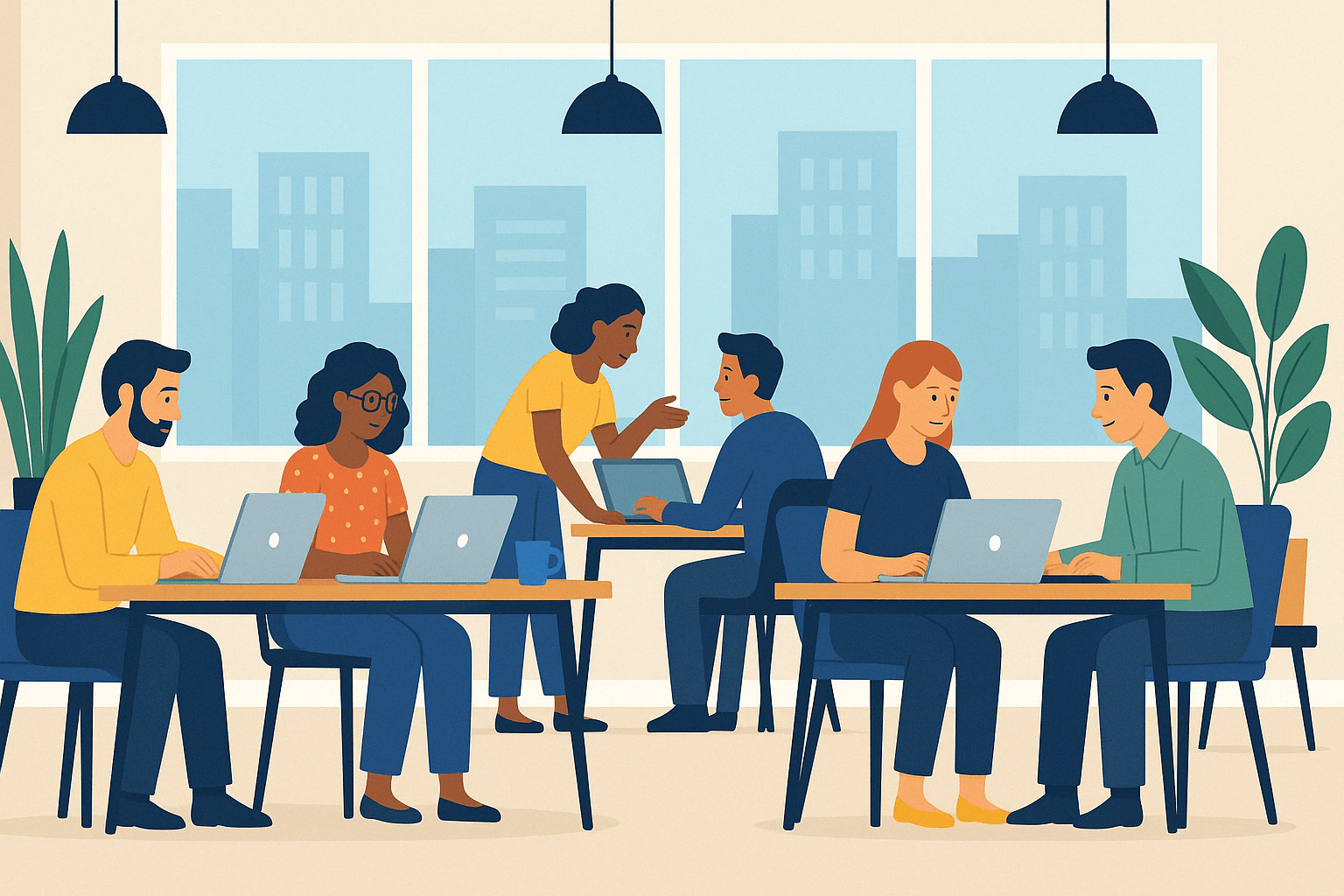 Przestrzeń coworkingowa - wspólna przestrzeń biurowa